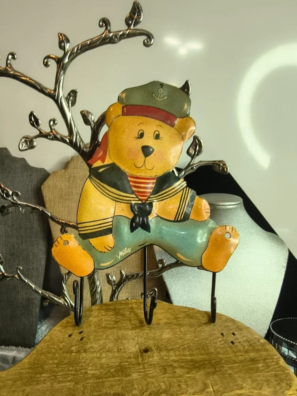 Metal Sailor Bear 3 Hook Wall Decor